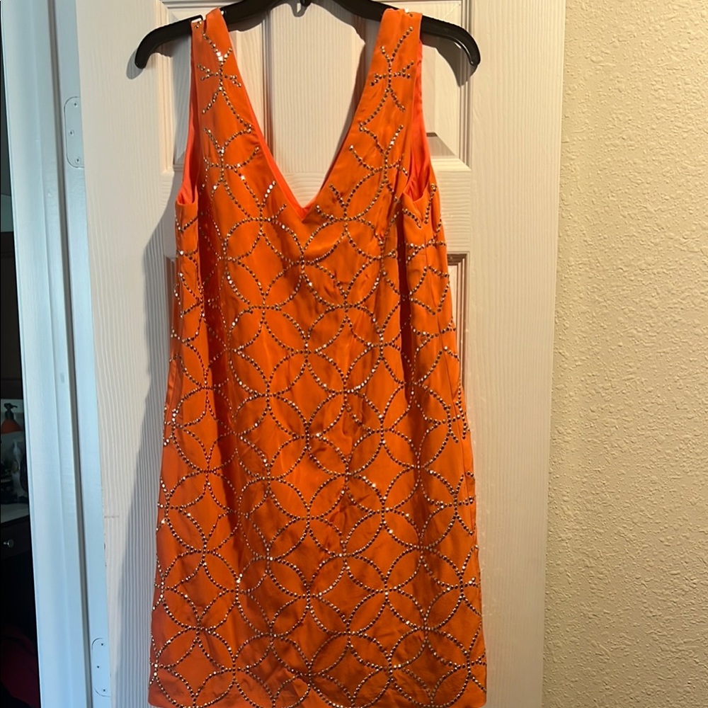 Trina Turk Orange/coral Beaded Dress